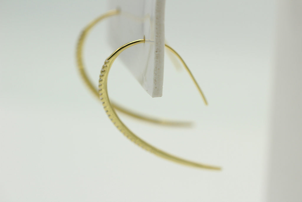 Design Silber Ohrhacken ca 4 cm vergoldet mit vielen Zirkonia