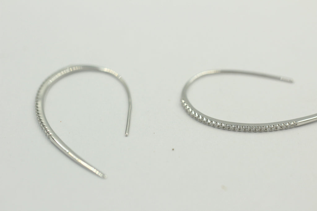 Design Silber Ohrhacken ca 4 cm mit vielen Zirkonia rhodiniert