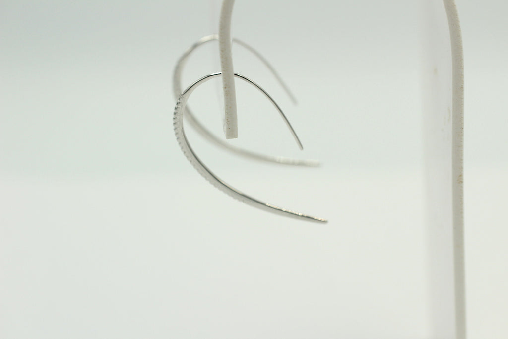 Design Silber Ohrhacken ca 4 cm mit vielen Zirkonia rhodiniert