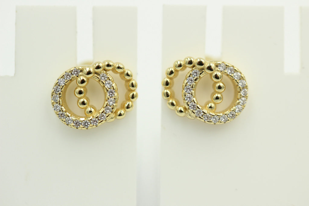 Ohrstecker Ringe Sterling Silber mit Zirkonias 925 Silber vergoldet Top Edel