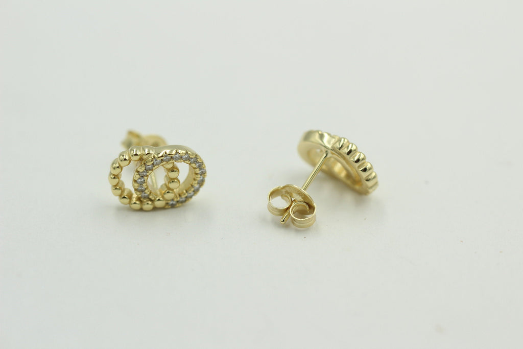 Ohrstecker Ringe Sterling Silber mit Zirkonias 925 Silber vergoldet Top Edel