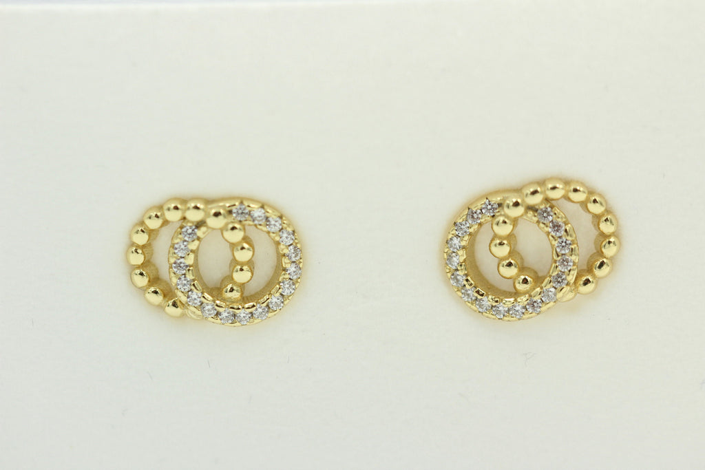 Ohrstecker Ringe Sterling Silber mit Zirkonias 925 Silber vergoldet Top Edel
