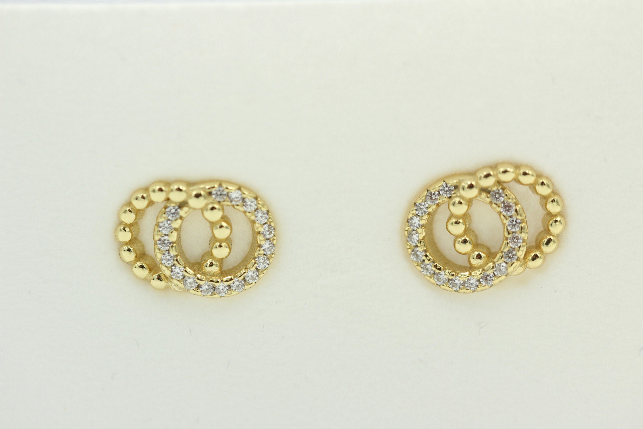 Ohrstecker Ringe Sterling Silber mit Zirkonias 925 Silber vergoldet Top Edel
