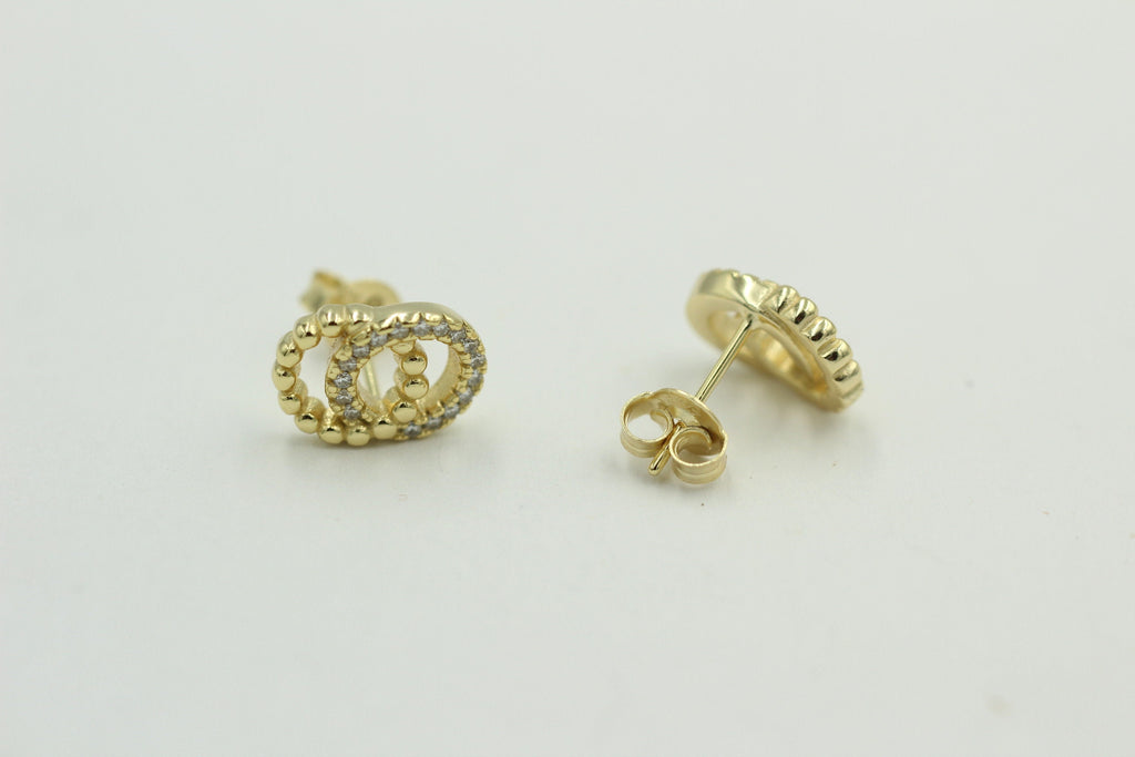 Ohrstecker Ringe Sterling Silber mit Zirkonias 925 Silber vergoldet Top Edel
