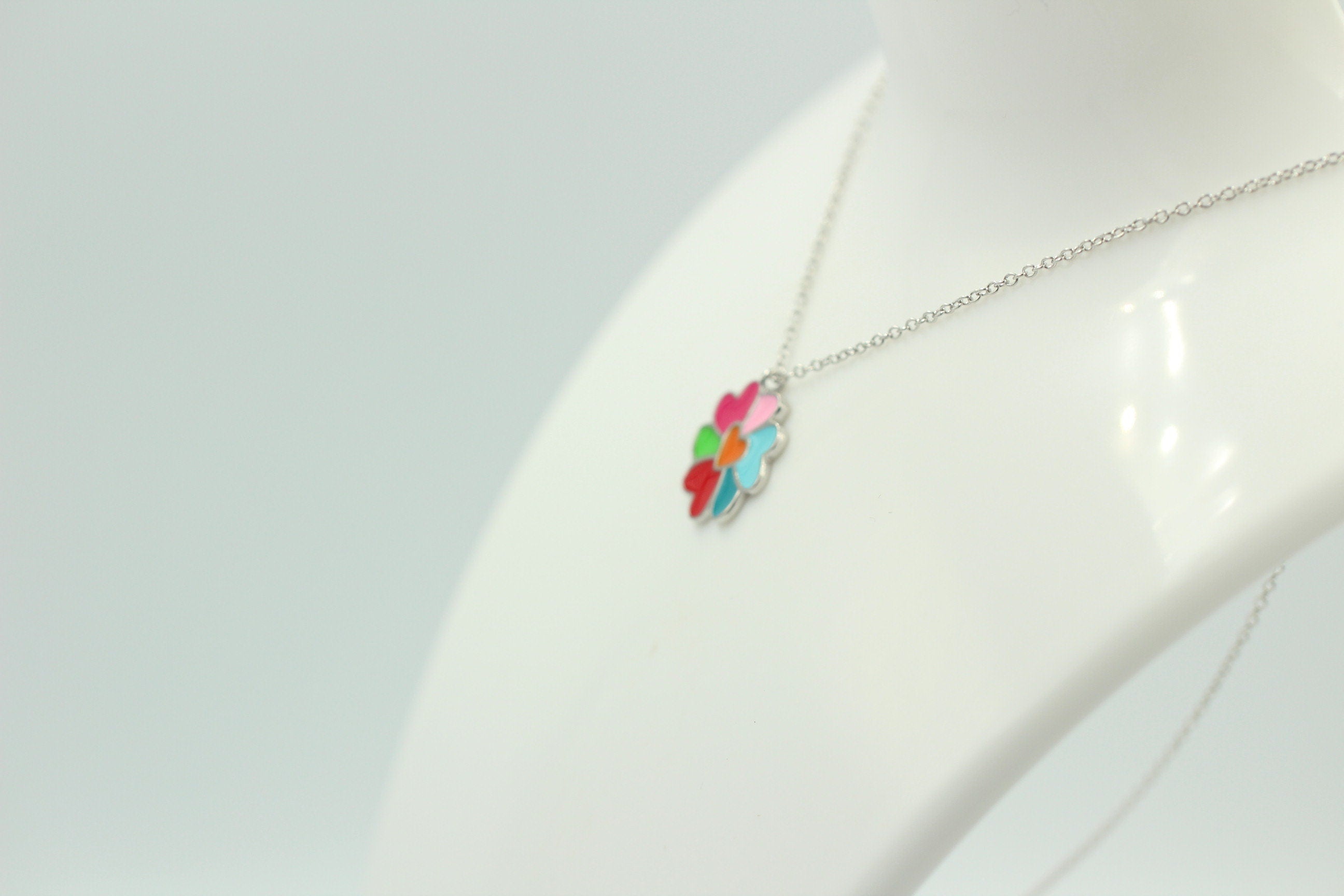 Anhänger Herzchen 925 Silber mit Emaille Collier Ketten Kinderschmuck Top Edel