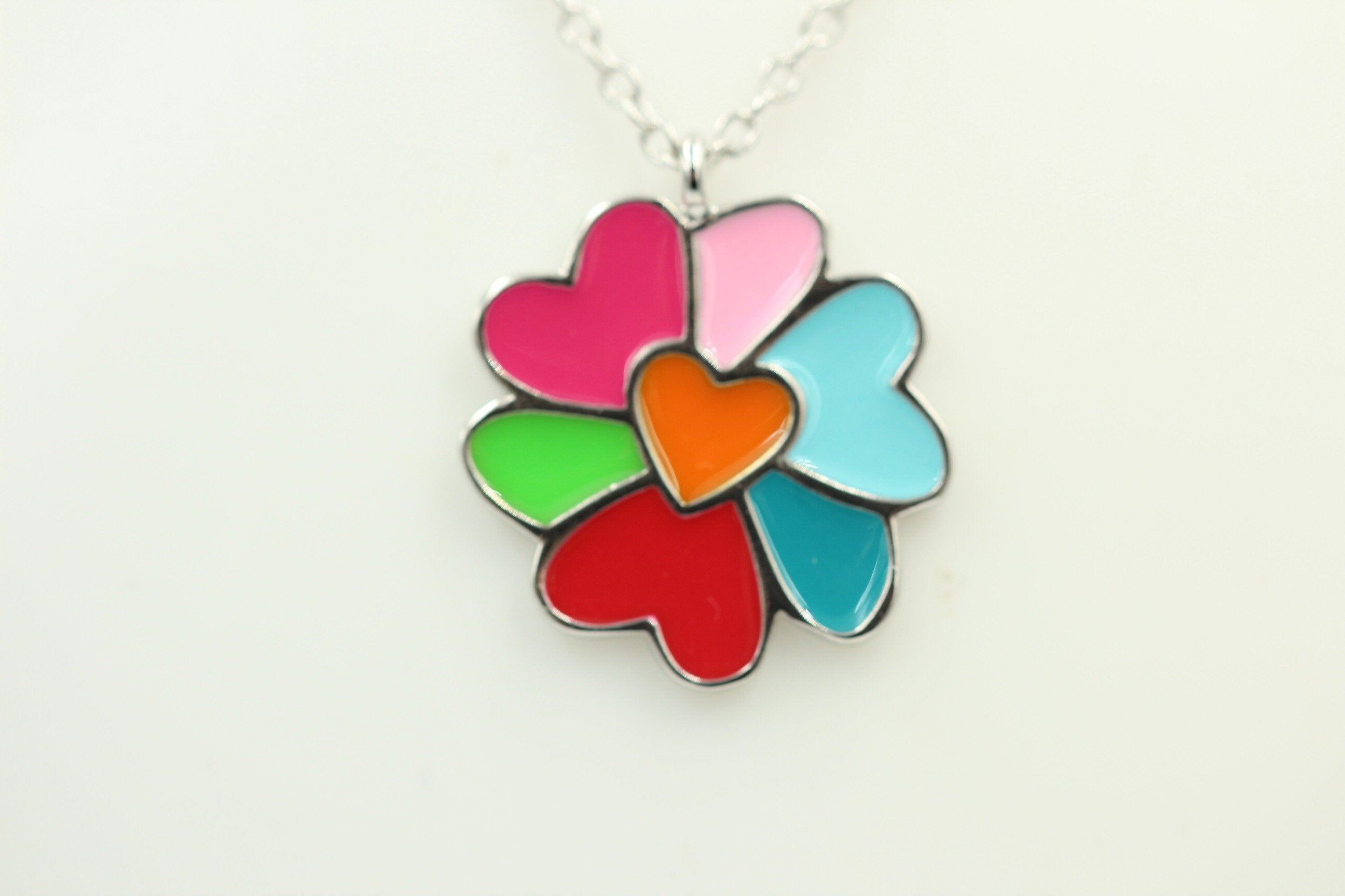 Anhänger Herzchen 925 Silber mit Emaille Collier Ketten Kinderschmuck Top Edel
