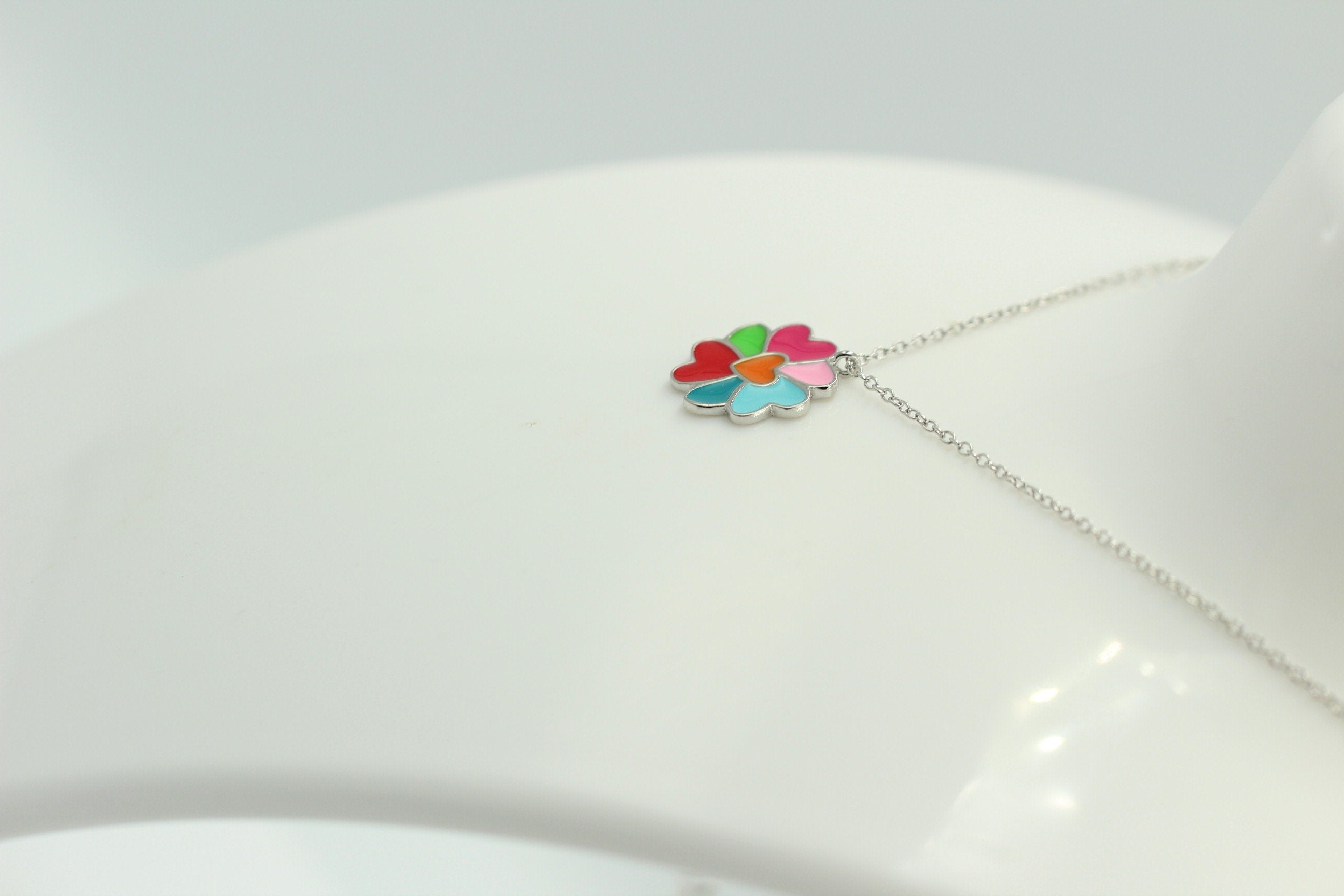 Anhänger Herzchen 925 Silber mit Emaille Collier Ketten Kinderschmuck Top Edel
