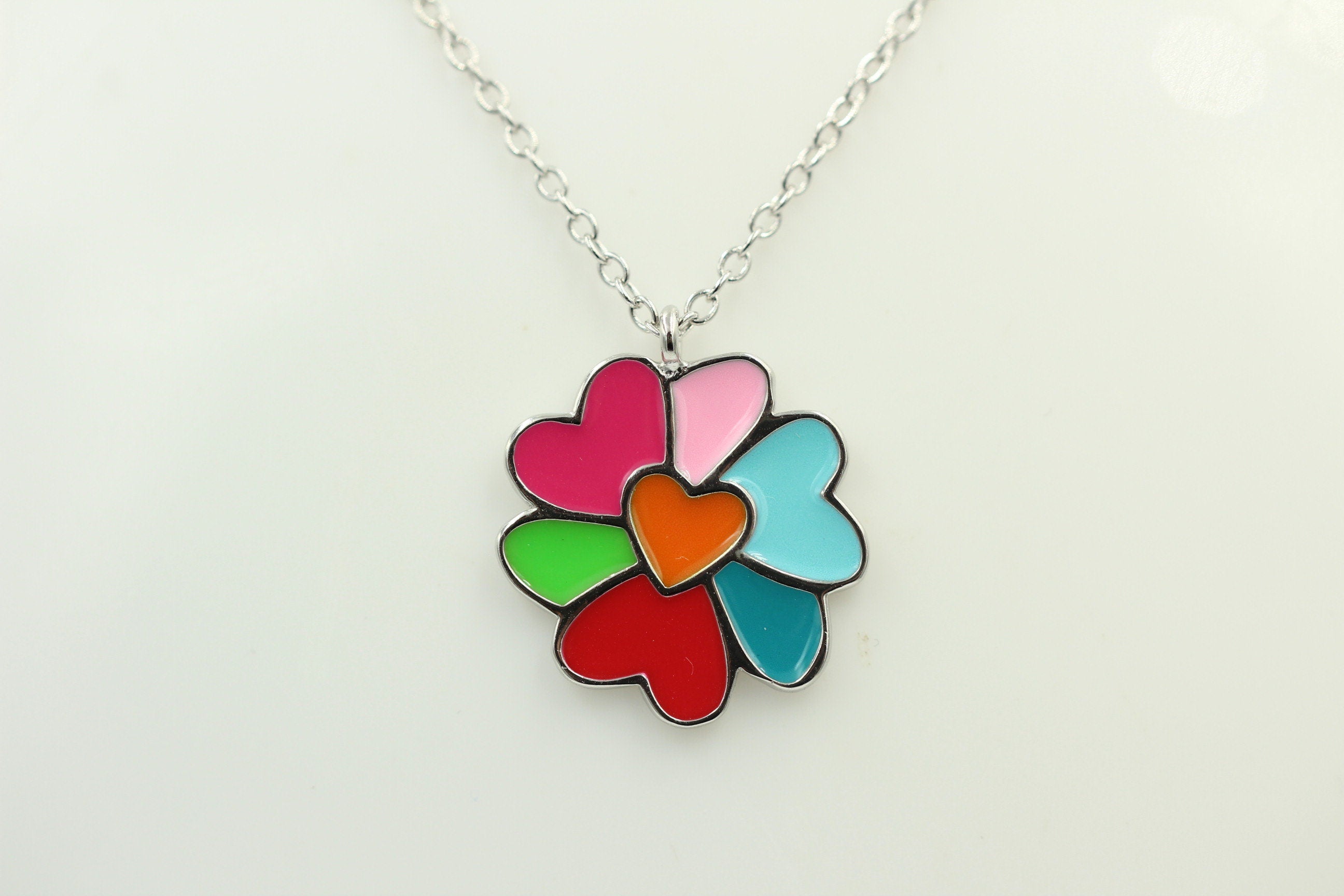 Anhänger Herzchen 925 Silber mit Emaille Collier Ketten Kinderschmuck Top Edel