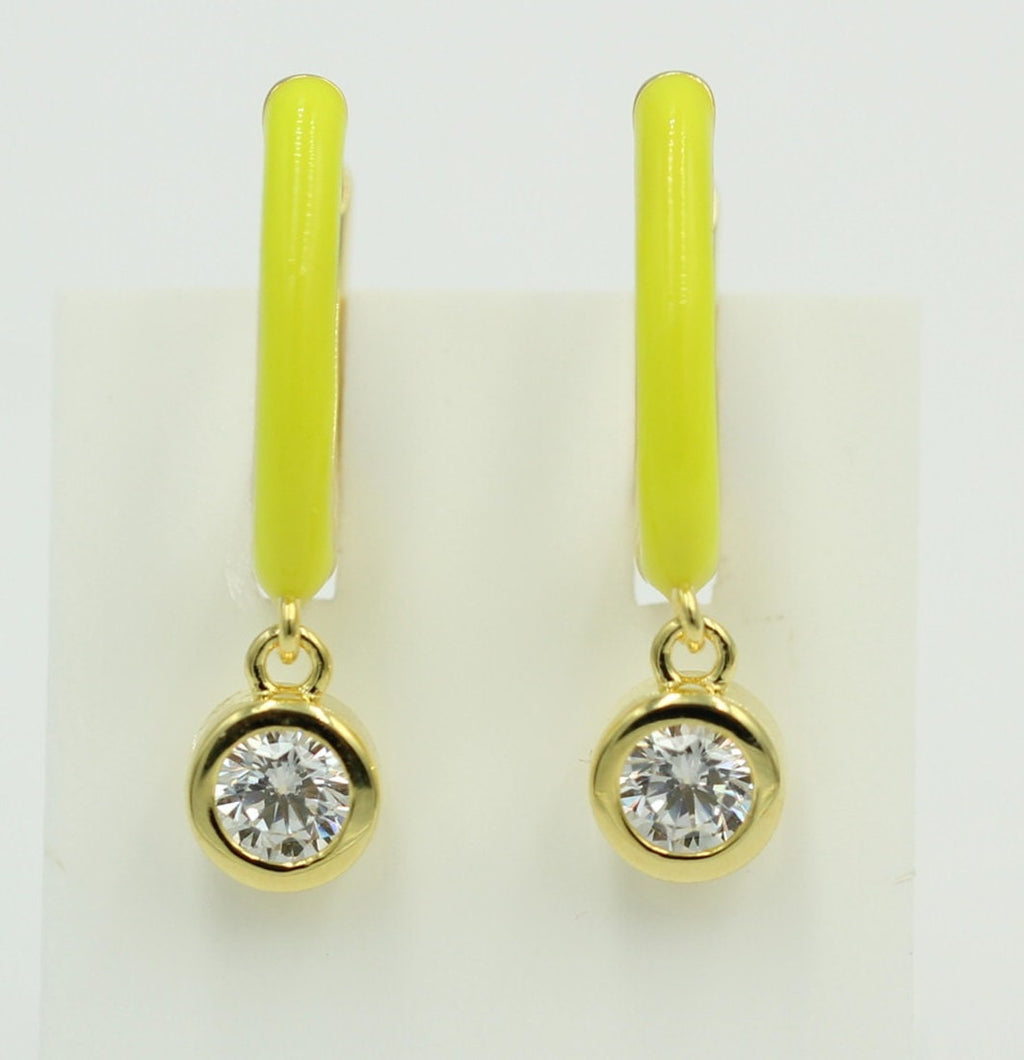Creole 925 Silber Emaille mit Zirkonia vergoldet Sterling Silber Top Schmuck