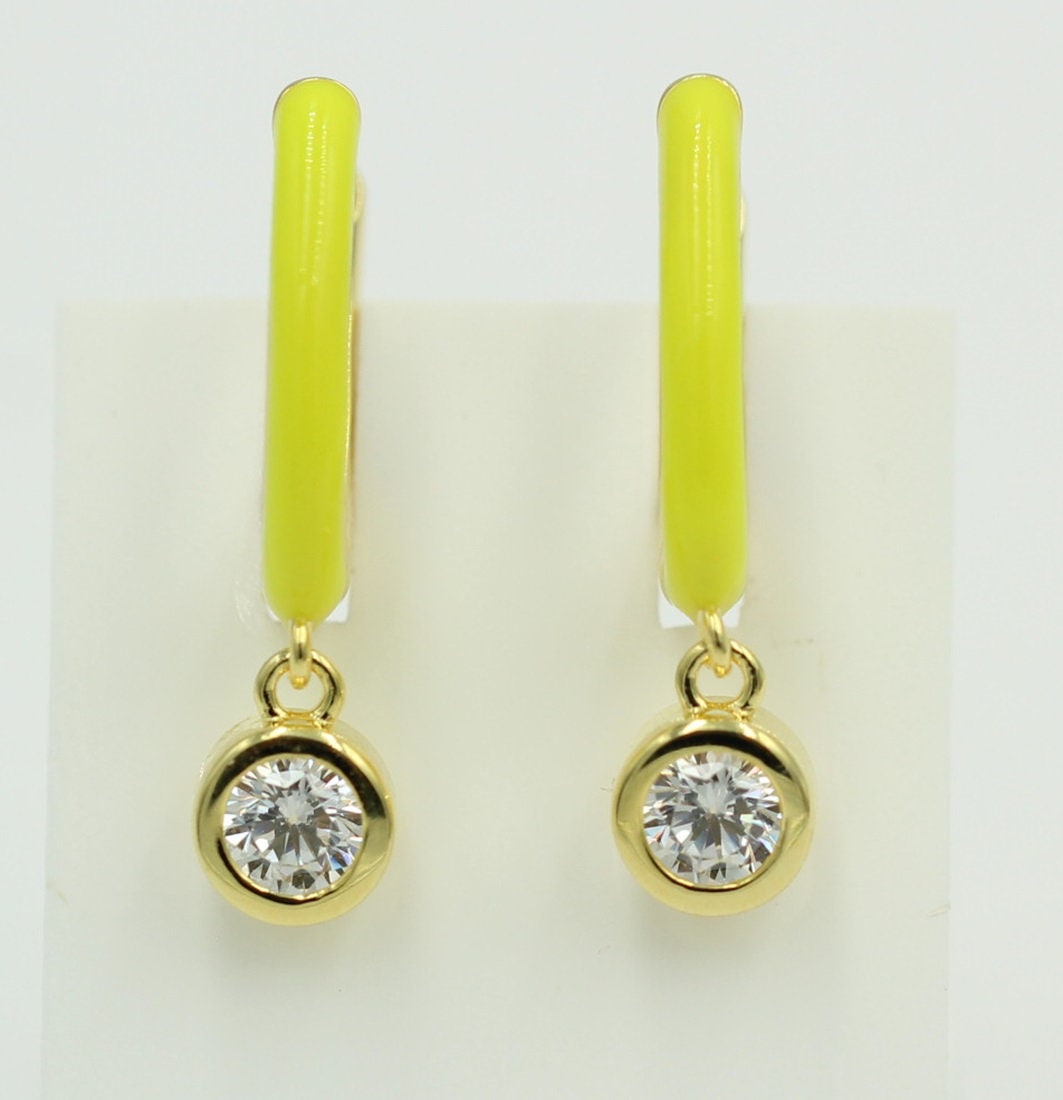 Creole 925 Silber Emaille mit Zirkonia vergoldet Sterling Silber Top Schmuck
