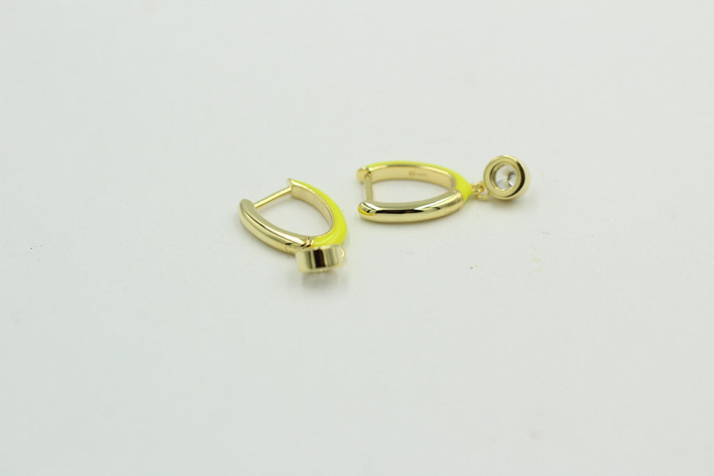 Creole 925 Silber Emaille mit Zirkonia vergoldet Sterling Silber Top Schmuck