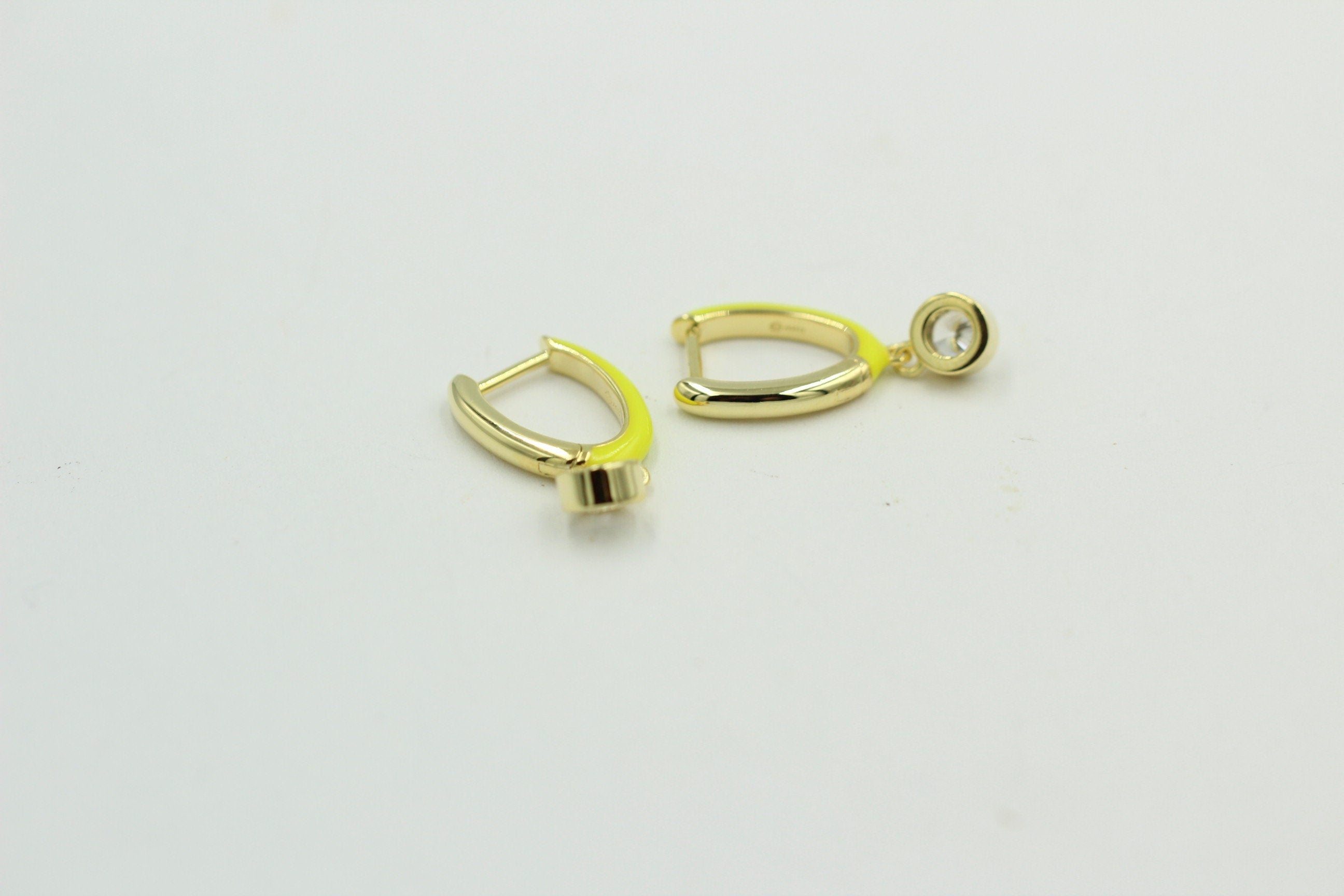 Creole 925 Silber Emaille mit Zirkonia vergoldet Sterling Silber Top Schmuck