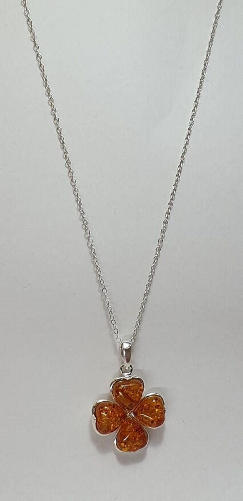 Bernstein Kleeblatt Anhänger 925 Silber Glückssymbol Collier Kette Top Edel