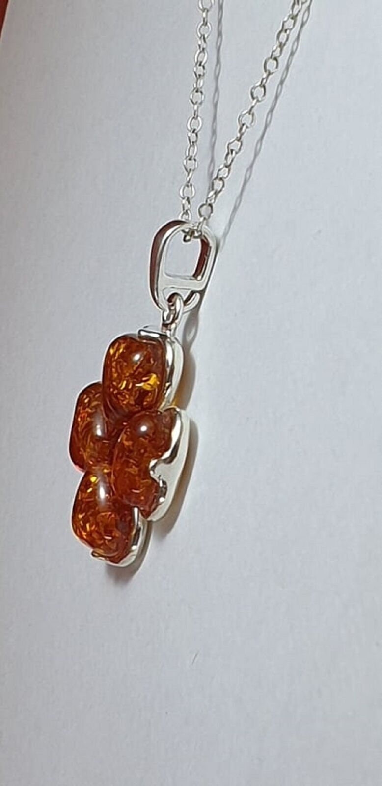 Bernstein Kleeblatt Anhänger 925 Silber Glückssymbol Collier Kette Top Edel