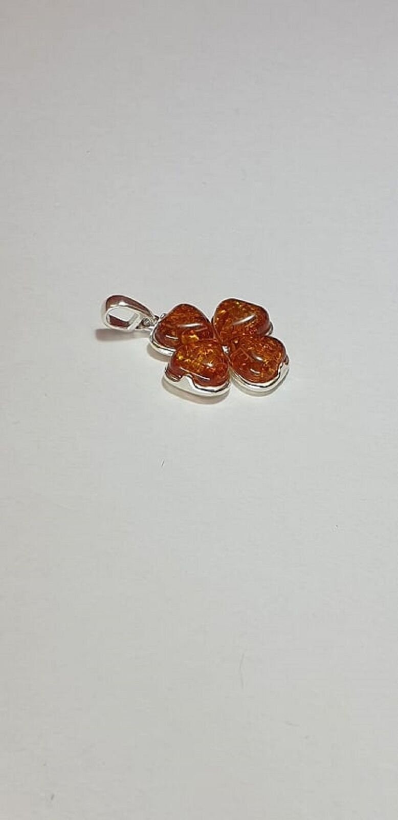 Bernstein Kleeblatt Anhänger 925 Silber Glückssymbol Collier Kette Top Edel