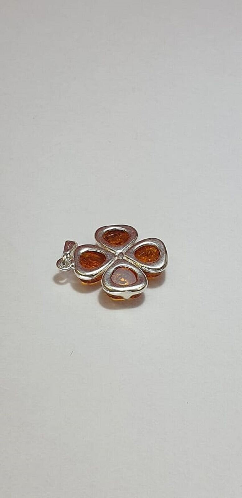 Bernstein Kleeblatt Anhänger 925 Silber Glückssymbol Collier Kette Top Edel