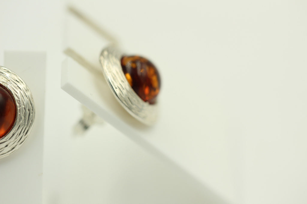Bernstein Design Ohrstecker 925 Sterling Silber Bernsteinschmuck Designschmuck