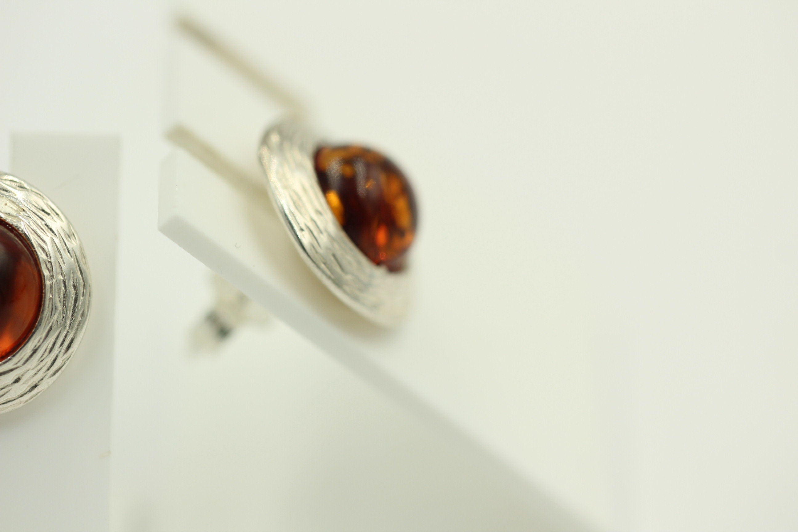 Bernstein Design Ohrstecker 925 Sterling Silber Bernsteinschmuck Designschmuck