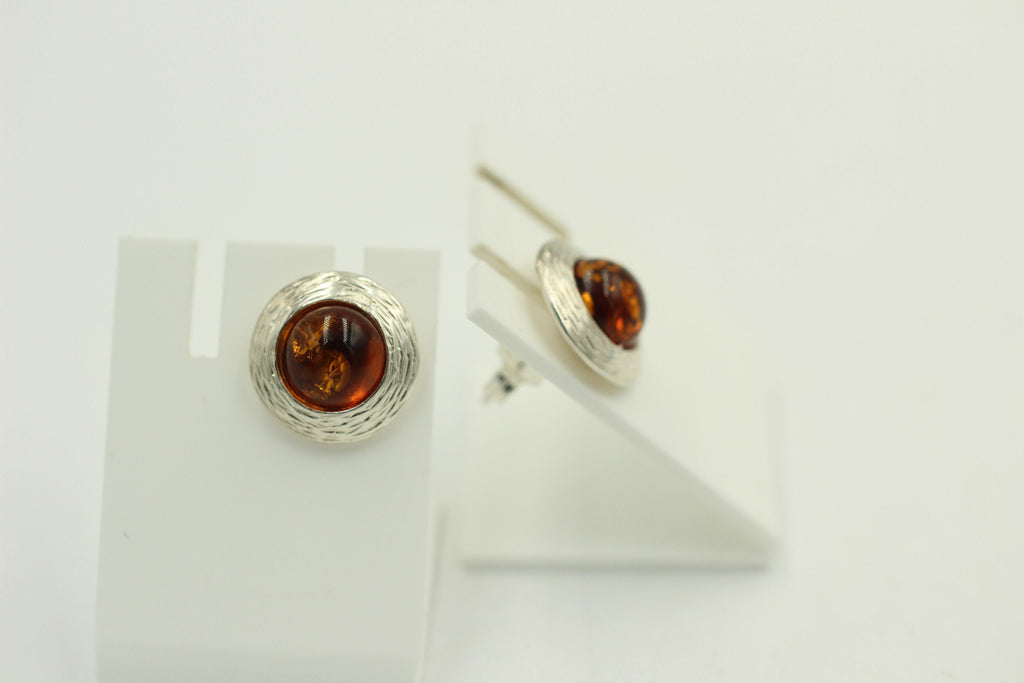 Bernstein Design Ohrstecker 925 Sterling Silber Bernsteinschmuck Designschmuck