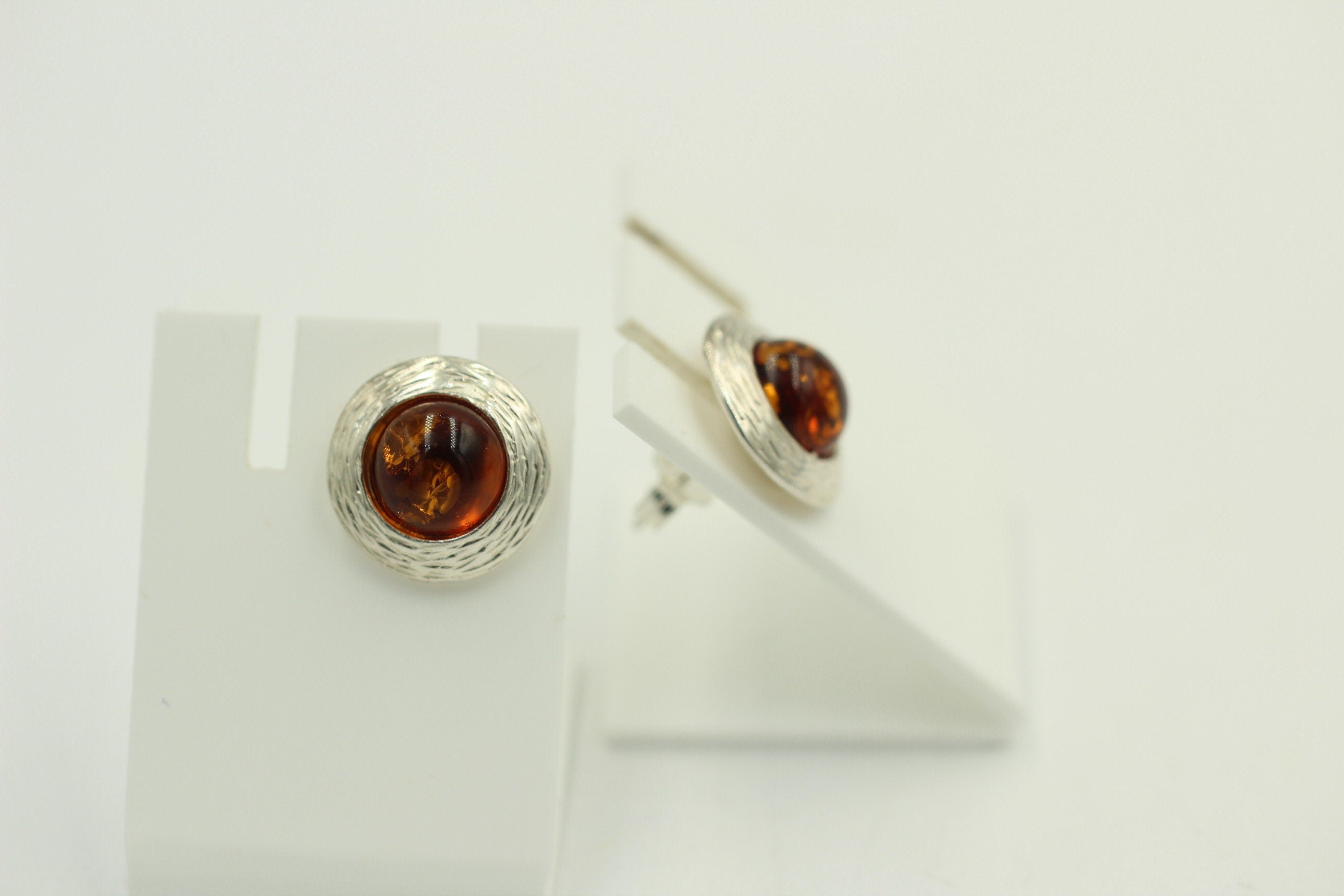 Bernstein Design Ohrstecker 925 Sterling Silber Bernsteinschmuck Designschmuck