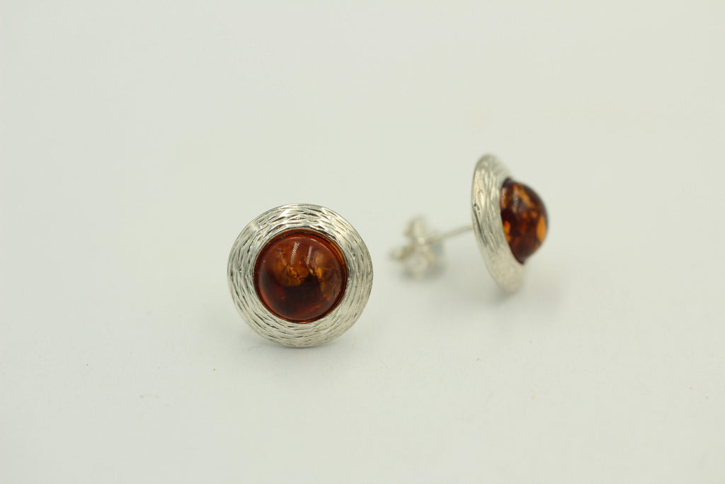 Bernstein Design Ohrstecker 925 Sterling Silber Bernsteinschmuck Designschmuck