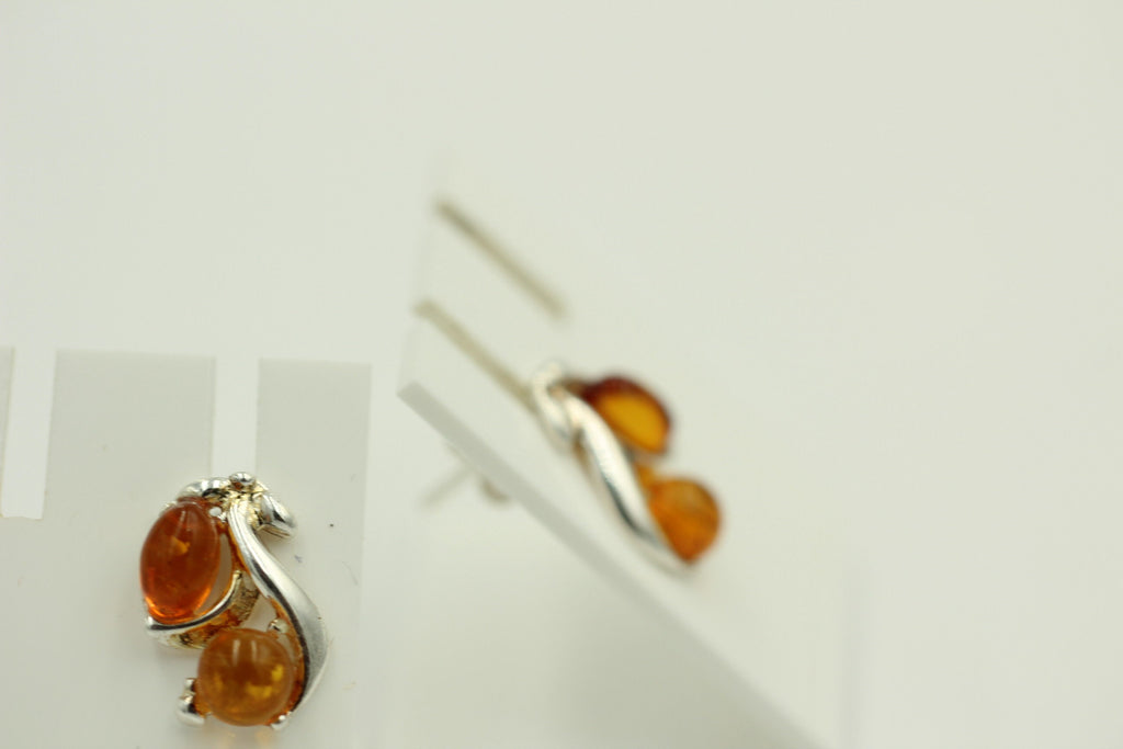 Edle Bernstein Ohrstecker 925 Silber Bernstein aus Litauen Ohrring Ohrschmuck