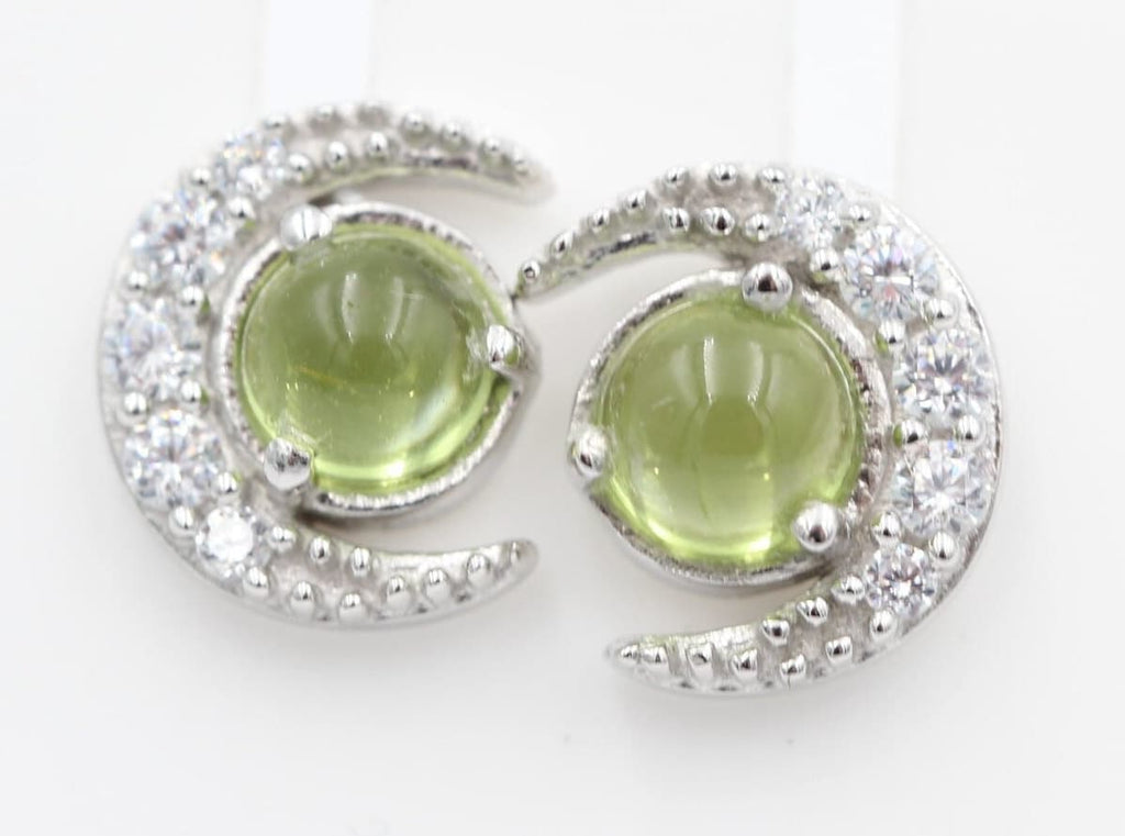 Edle 1,10 Carat Peridot Mondohrstecker 925 Silber maigrüner Edelstein Olivin