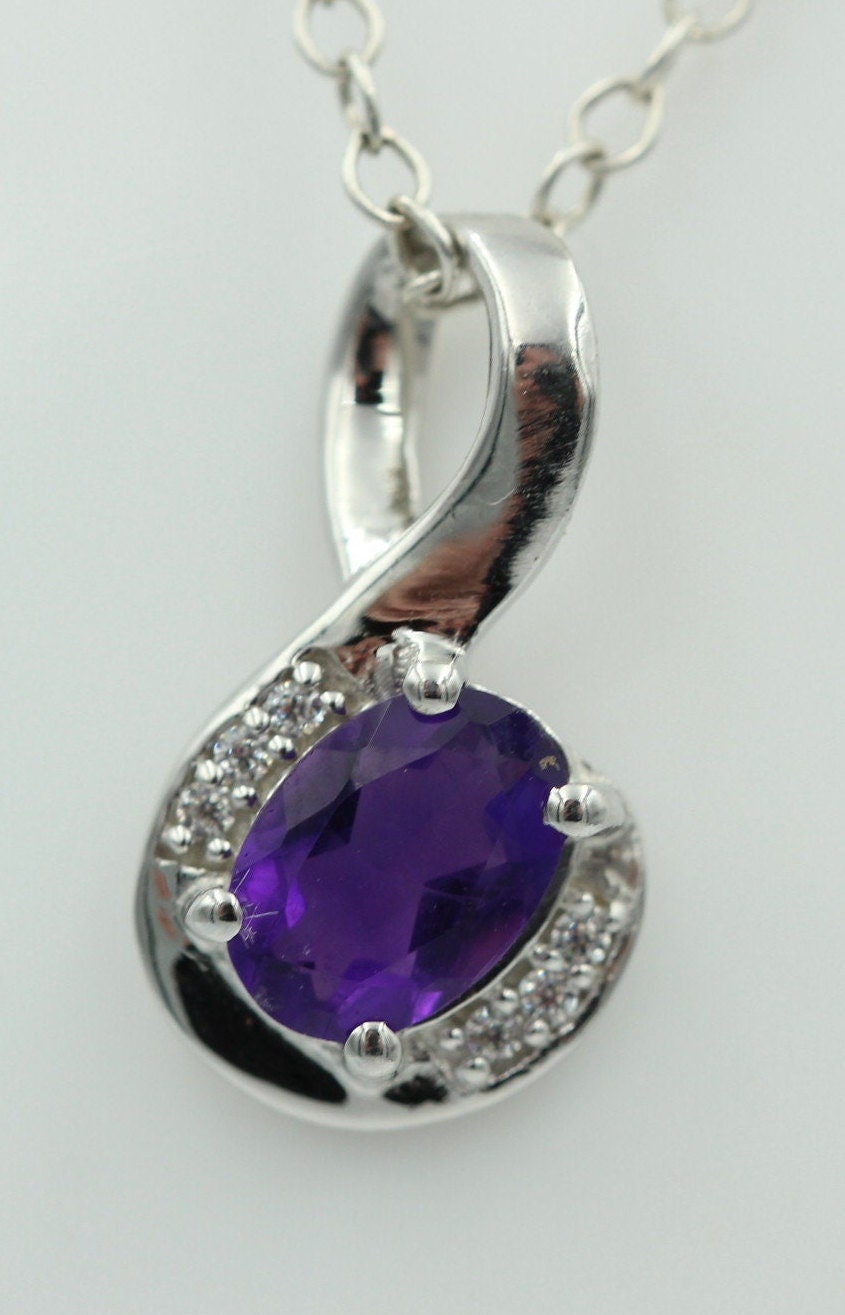 1,1 Carat afrikanischer Amethyst Anhänger 925 Silber mit Zirkonia
