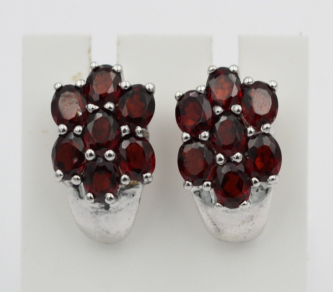 Edle 3,33 Carat Granat Ohrstecker 925 Silber Olivin Schmuck Top Edel Edelstein