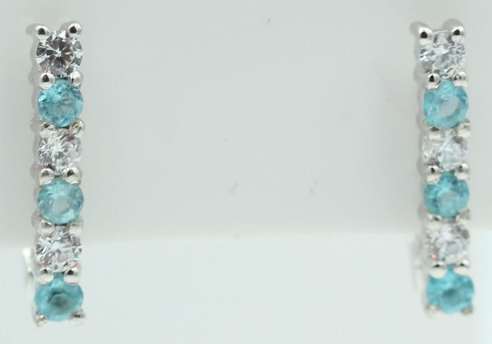 Edle 1,1 Carat seltener Apatit Ohrschmuck 925 Silber Apatit mit Zirkonia selten