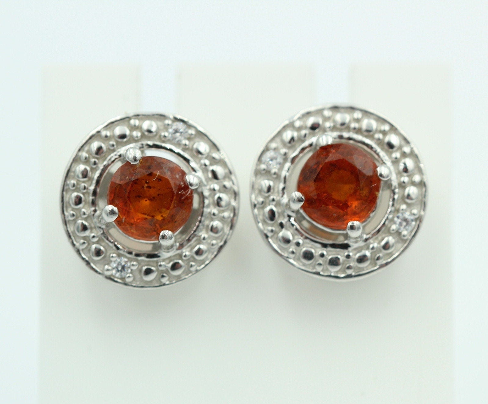 1,2 Carat orange Kyanit Ohrstecker 925 Silber Kyanitschmuck mit Zirkonias Top