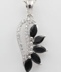 1,26 Carat schwarzer Onyx Anhänger 925 Silber Collier Kette schwarzer Edelstein