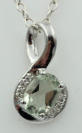1,12 Carat Prasiolith Anhänger 925 Silber  mit Zirkonia