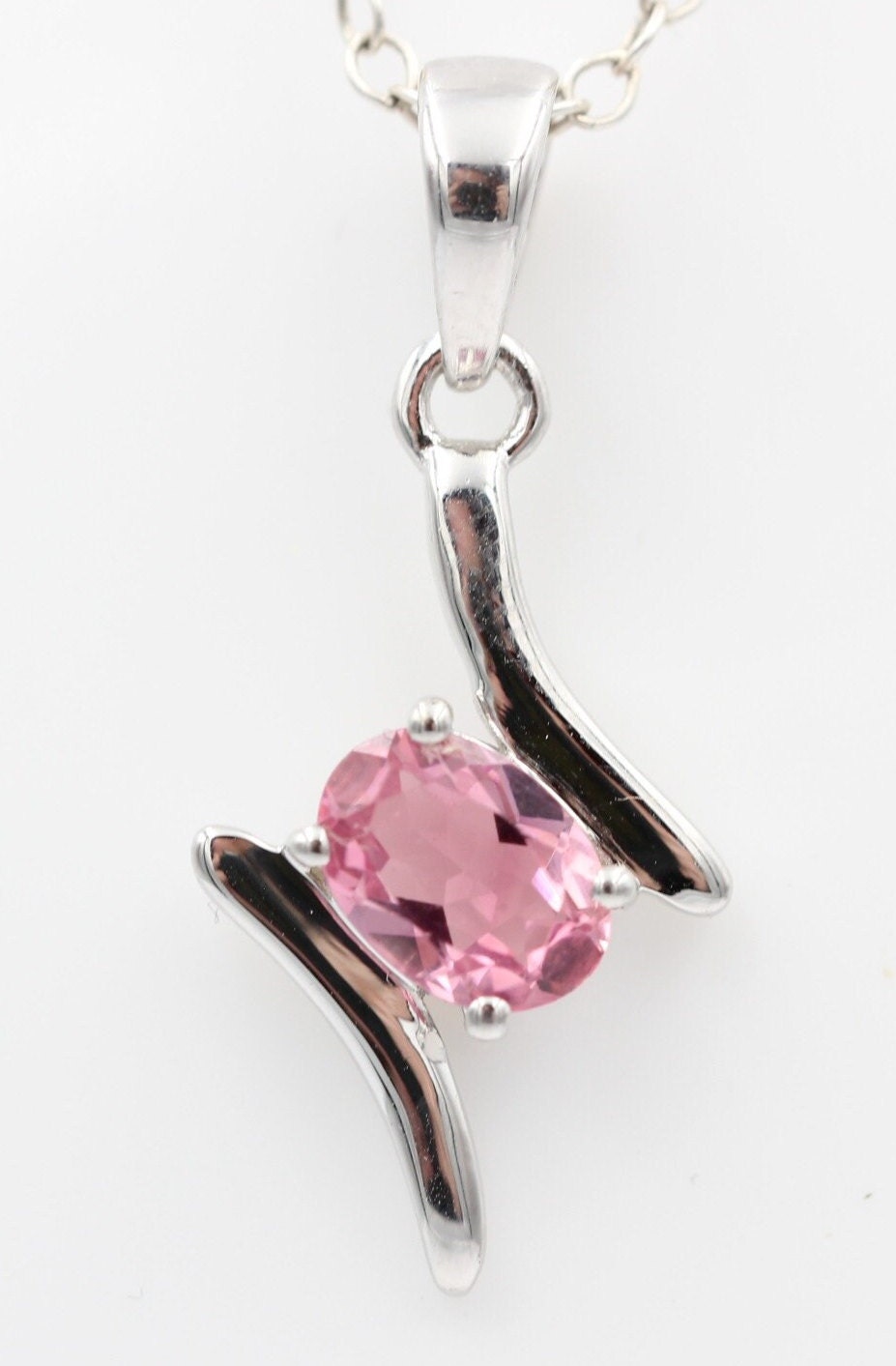0,72 Carat pinkTopas Anhänger 925 Silber Collier Kette pinkfarbener Edelstein