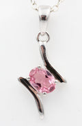 0,72 Carat pinkTopas Anhänger 925 Silber Collier Kette pinkfarbener Edelstein