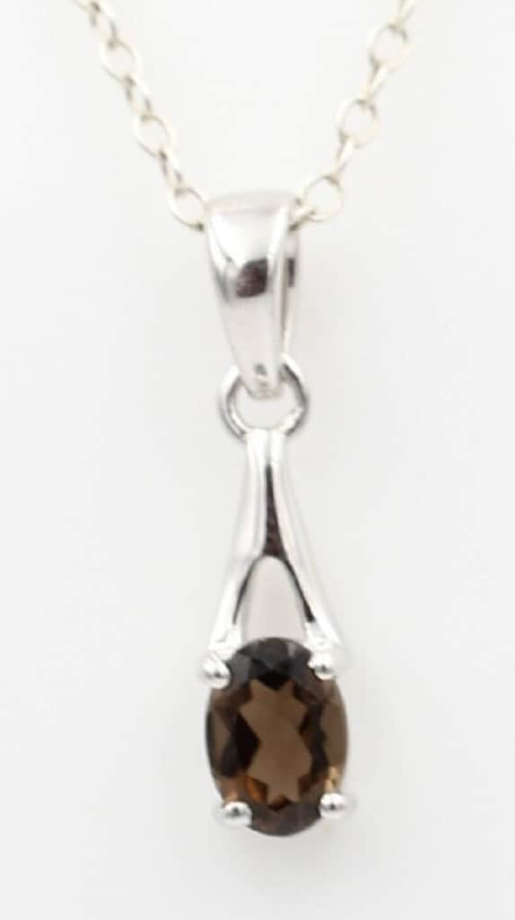 0,72  Carat Rauchquarz Anhänger 925 Silber Rauchtopas topas