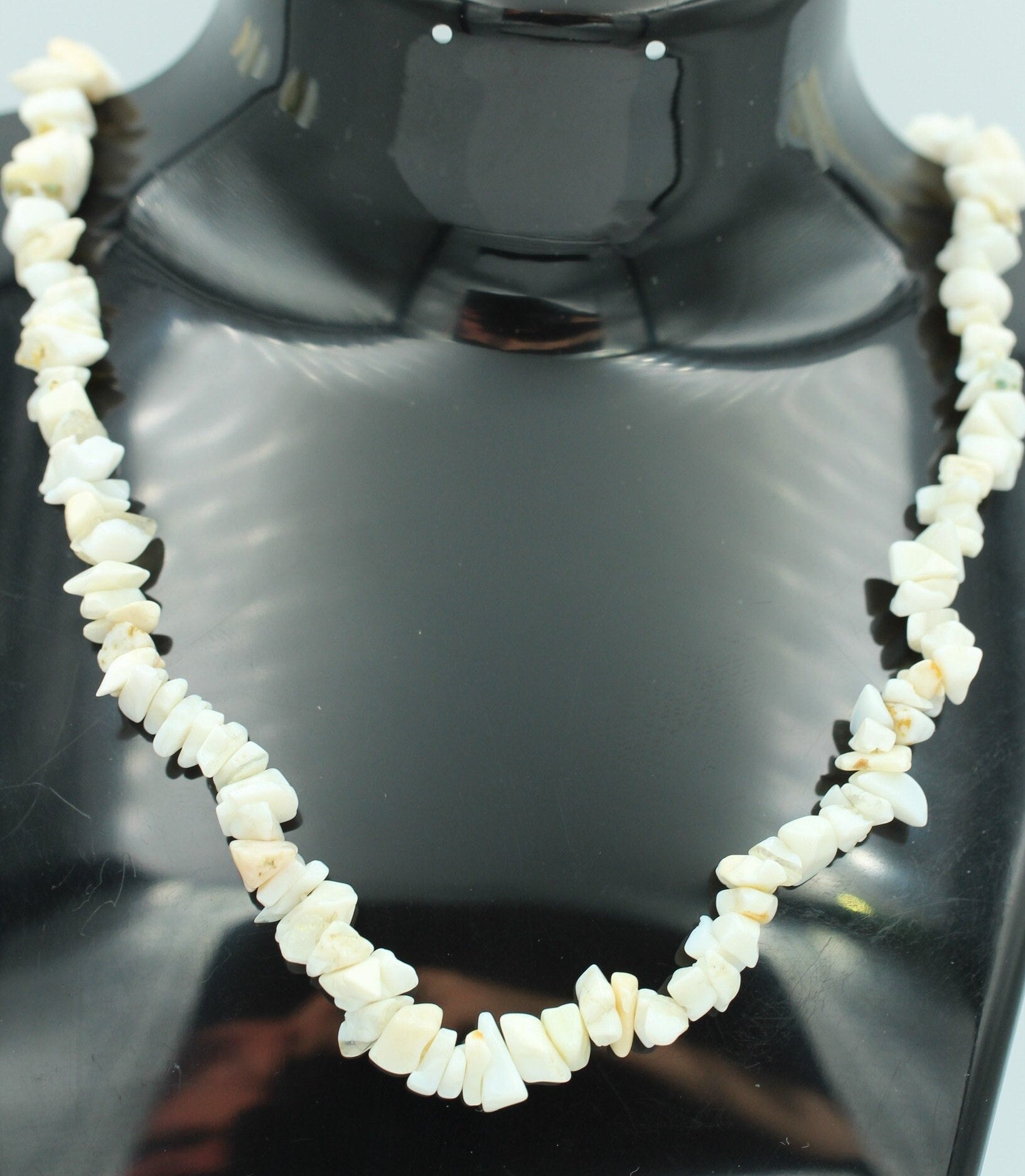 35 Carat weißer Opal  Collier Splitterkette 925 Silber mit Verlängerung