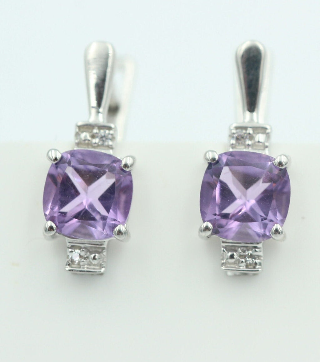 2,94 Carat brasilianischer Amethyst Ohrstecker 925 Sterling Silber Cubic Zirkon
