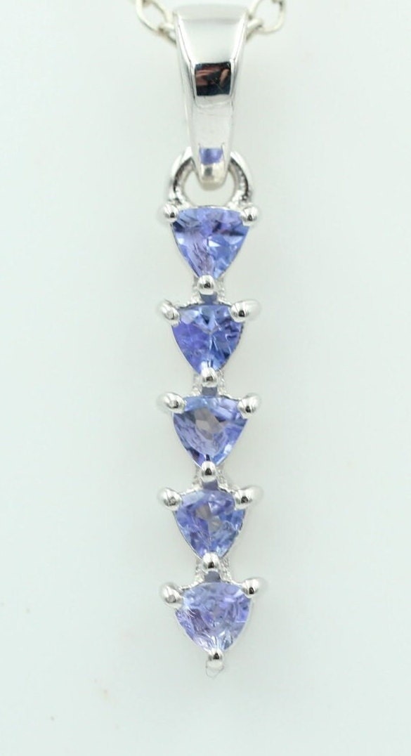 Edler 1,0 Carat Tansanit Anhänger 925 Sterling Silber Collier Kette Afrika Top