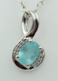 1,12 Carat blauer Apatit  Anhänger 925 Silber  mit Zirkonia