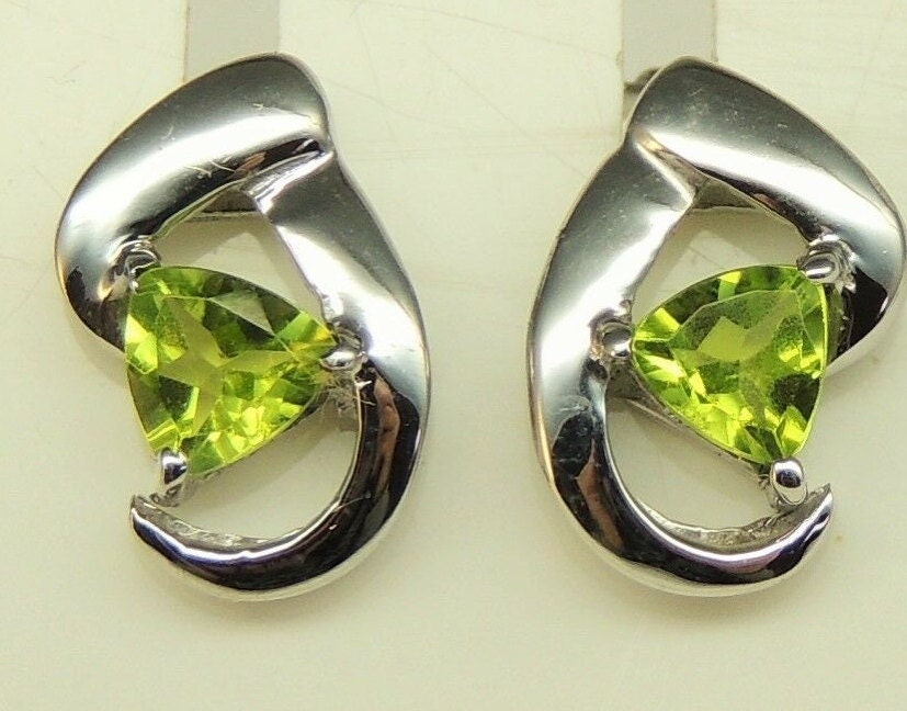 Edle groae 2,0 Carat Peridot Ohrstecker 925 Silber Ohrring Ohrschmuck