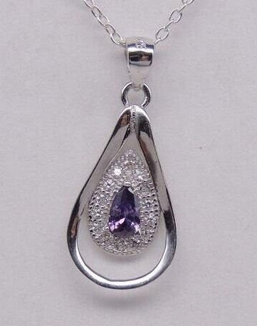 Anhanger lila funkelnde Zirkonia 925 Silber Edel