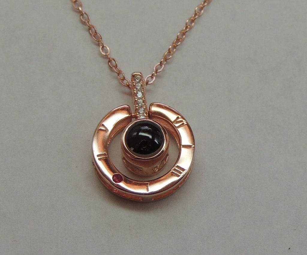 Anhänger 100 Sprachen "ich liebe dich* zu sagen 925 Silber Collier Kette...rosee vergoldet