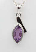 1,8 Carat brasilianischee Amethyst Anhänger 925 Silber Collier Kette Brasilien