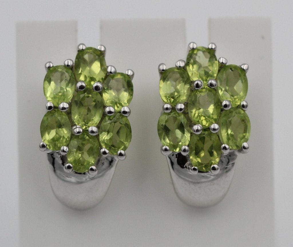 Edle 2,66 Carat Peridot Ohrstecker 925 Silber Olivin Schmuck Top Edel Edelstein
