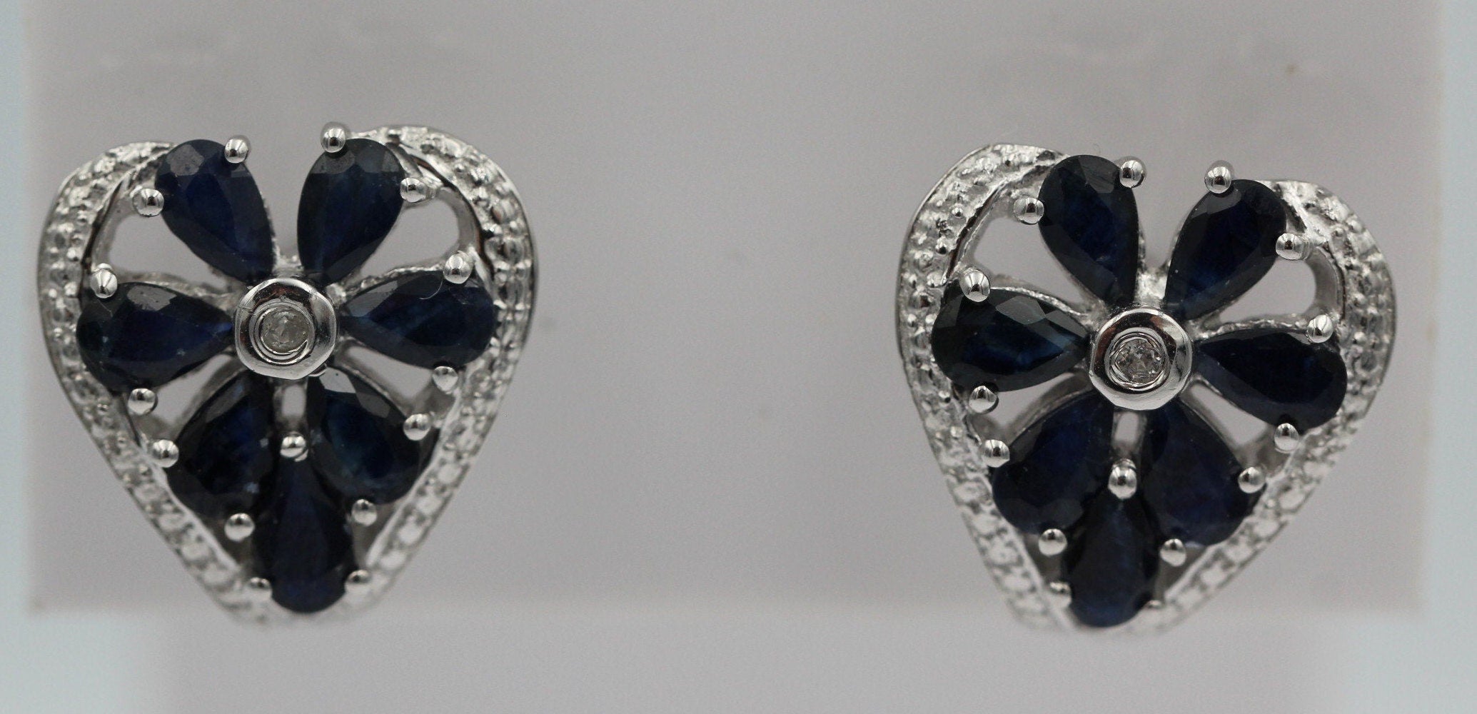 Edle 3,36 Carat Sahpir Ohrstecker 925 Silber blauer Saphir Ohrschmuck