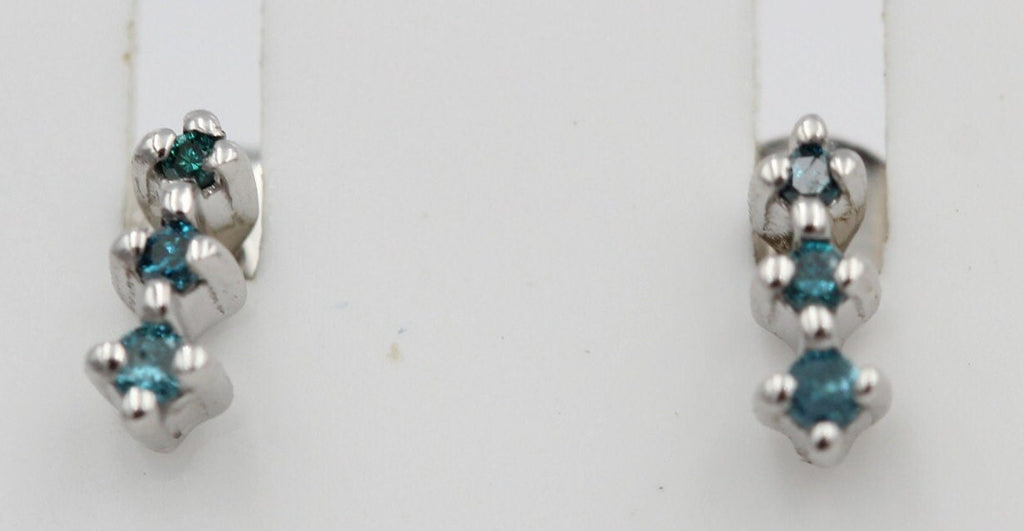 Edle 0,05 Carat blauer Diamant Ohrstecker 925 Silber Diamantohrstecker I2 - I3