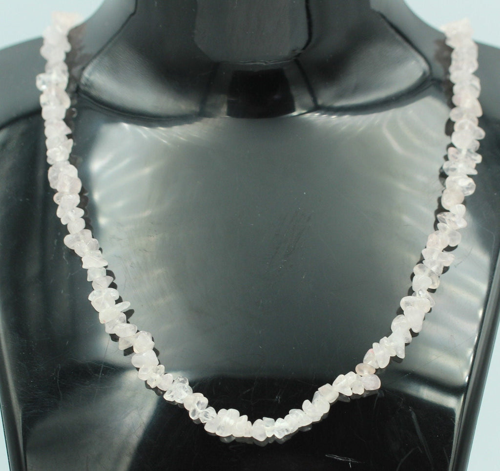 32 Carat Rosenquarz Collier Kette Splitterkette 925 Sterling Silber Top