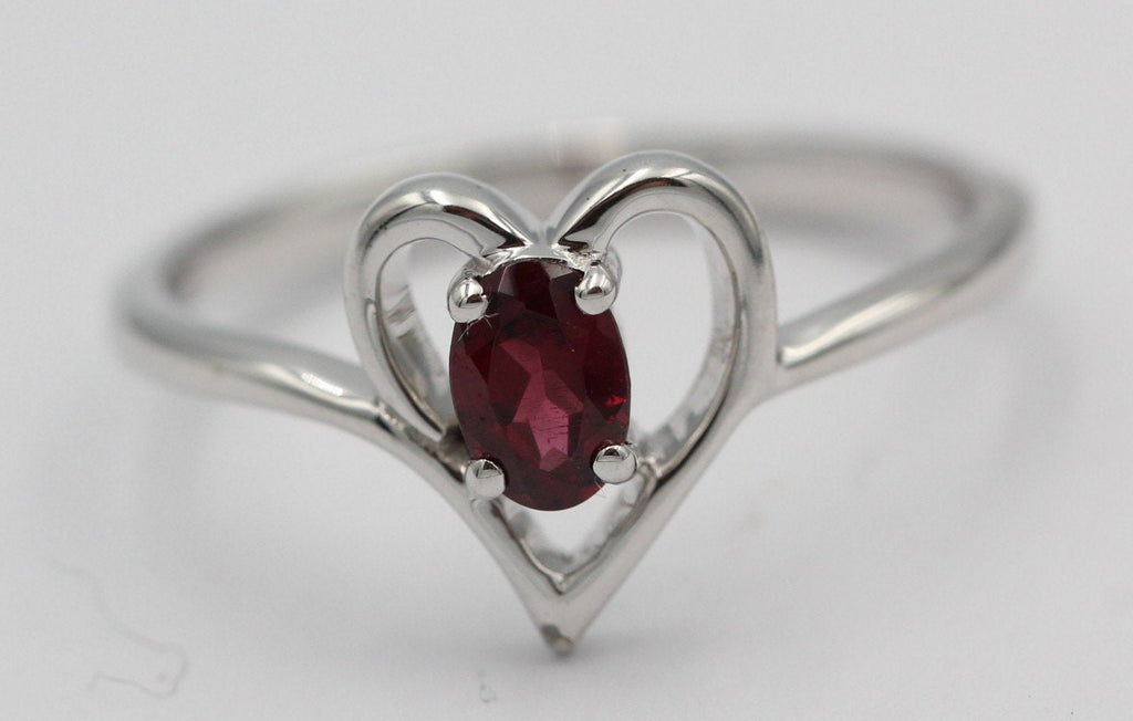 0,53 Carat Rhodolith Herz Ring 925  Silber Fingerring  Herzring 7 / 17,5 / 55