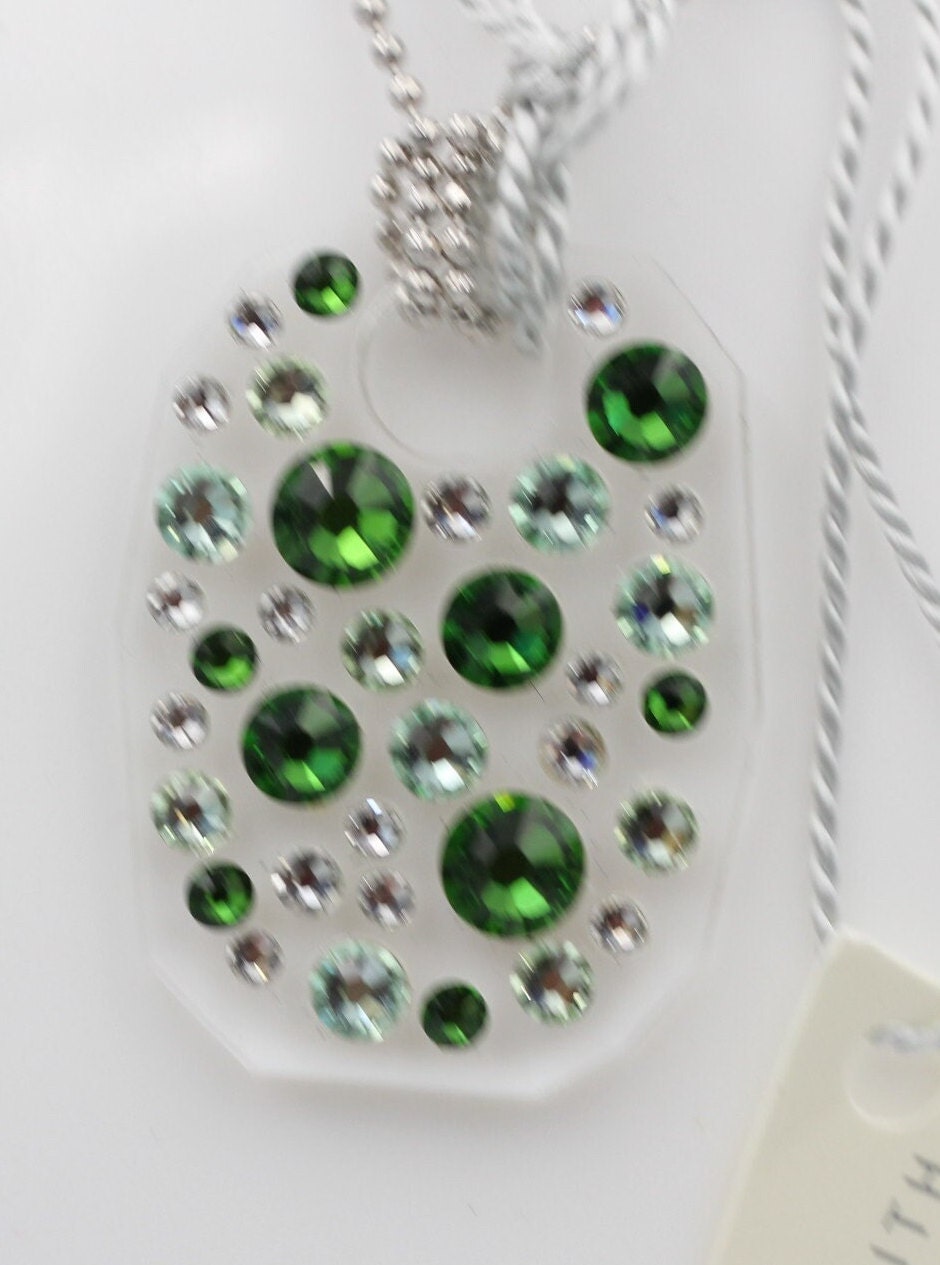 Collier Bubble mit Swarovski-Elements Fern Green mit 925 Silber Kette